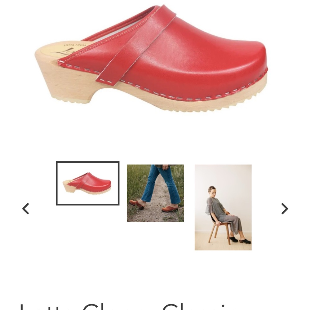 Lotta From Stockholm Red Mules with Classic Clog Design